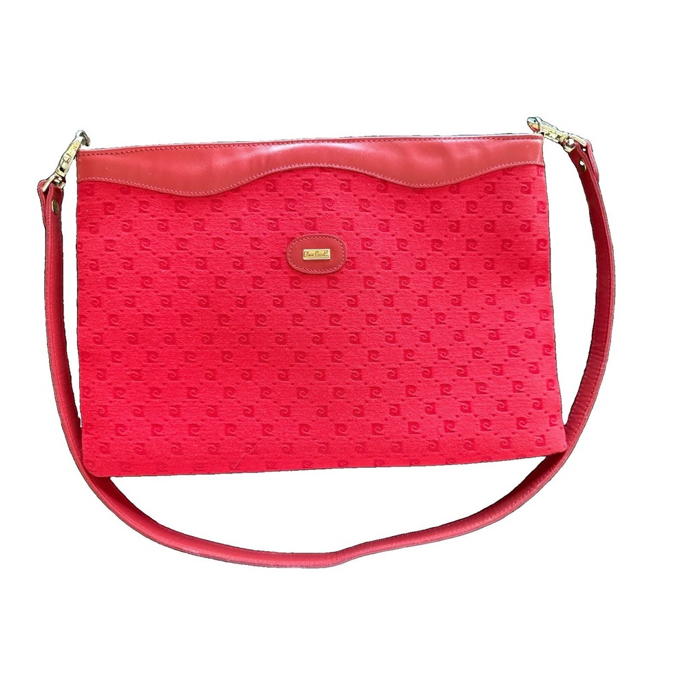 VTG Paris Pierre Cardin Red Monogram Crossbody Clutch Canvas Retro 70s